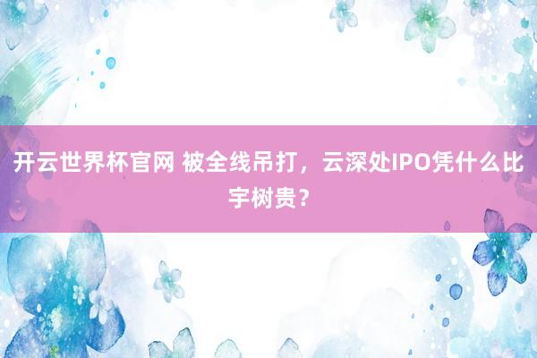 開云世界杯官網 被全線吊打，云深處IPO憑什么比宇樹貴？