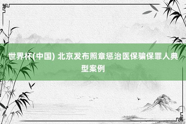世界杯(中國(guó)) 北京發(fā)布照章懲治醫(yī)保騙保罪人典型案例
